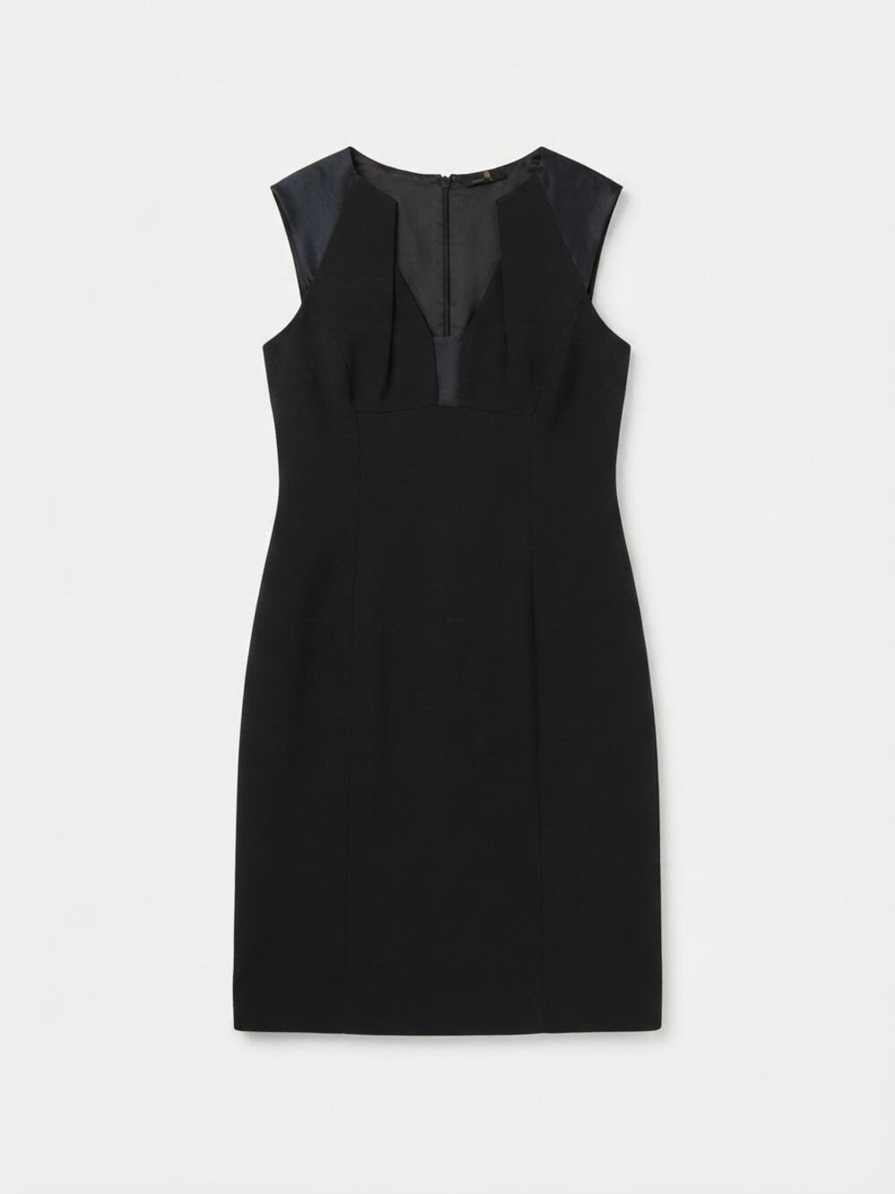 "Elie Tahari Black Dress Silk Yoke Sleeveless Sheath Career Size 8 Quite Luxury